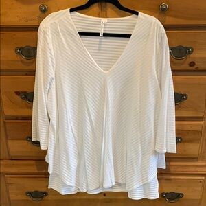 Women's White V-Neck Top